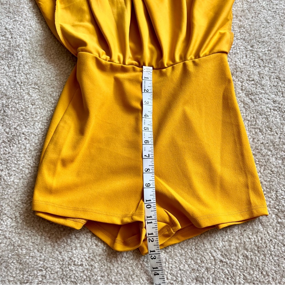 IRIS Mustard Colored Crocheted Lace Spaghetti Strap Romper—SZ. Small - Picture 7 of 9